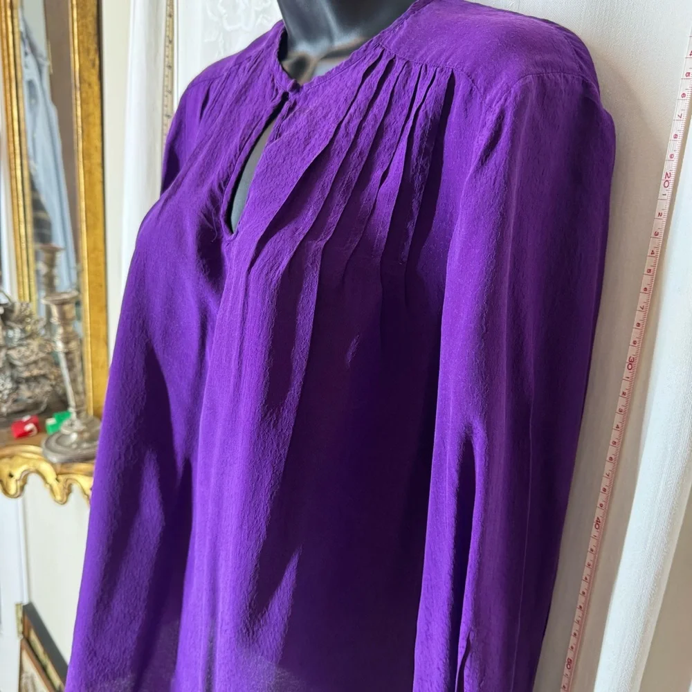 Vintage Women's Purple Silk Blouse - Picture 2 of 5